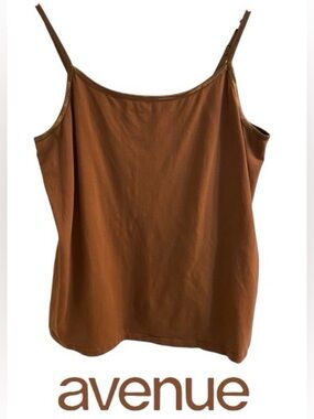 22/24W AVENUE Plus Size Cotton Camisole Top with Stretch, Adjustable Straps